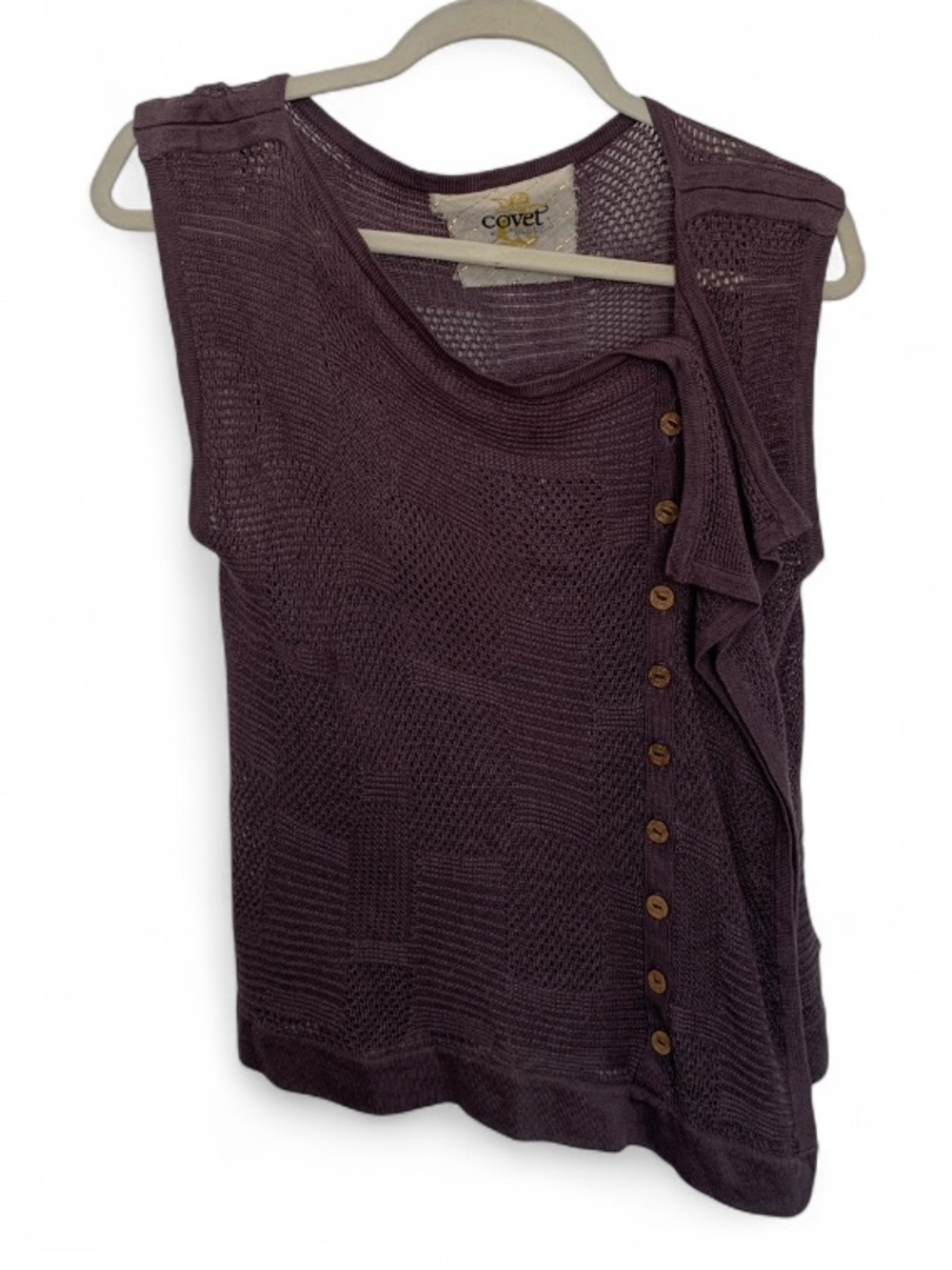 Covet Gray Knit Button-Accent Sleeveless Top